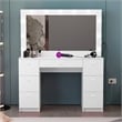 Boahaus Freya 7-Drawer Modern Wood Vanity with Light Bulbs in White