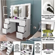 Boahaus Freya 7-Drawer Modern Wood Vanity with Light Bulbs in White
