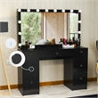 Boahaus Freya 7-Drawer Modern Wood Vanity with Light Bulbs in Black
