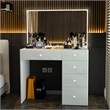 Boahaus Gaia Modern White Makeup Vanity Desk with LED Lights Basic Knobs