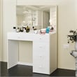 Boahaus Gaia Modern White Makeup Vanity Desk with LED Lights Basic Knobs