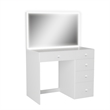 Boahaus Gaia Modern White Makeup Vanity Desk with LED Lights Basic Knobs