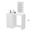 Boahaus Iris 3-Drawer Modern Wood Dressing Table with Light Bulbs in White