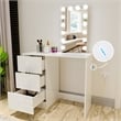Boahaus Iris 3-Drawer Modern Wood Dressing Table with Light Bulbs in White