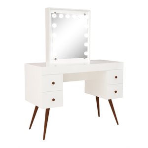 boahaus juno 4-drawer modern wood dressing table with mirror in white