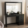 Boahaus Jane 7-Drawer Modern Wood Dressing Table with Mirror in Black