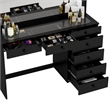 Boahaus Jane 7-Drawer Modern Wood Dressing Table with Mirror in Black