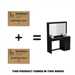 Boahaus Jane 7-Drawer Modern Wood Dressing Table with Mirror in Black