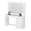 Boahaus Jane 7-Drawer Modern Wood Dressing Table with Mirror in Smoked White
