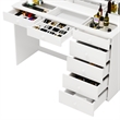 Boahaus Jane 7-Drawer Modern Wood Dressing Table with Mirror in Smoked White