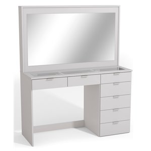 boahaus jane 7-drawer modern wood dressing table with mirror in smoked white
