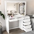 Boahaus Joan 7-Drawer Modern Wood Dressing Table with Mirror in White