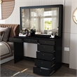 Boahaus Joan 7-Drawer Modern Wood Dressing Table with Mirror in Black