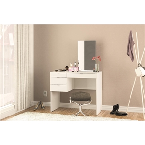 Boahaus Maia 4-Drawer Modern Wood Dressing Table with Mirror in White