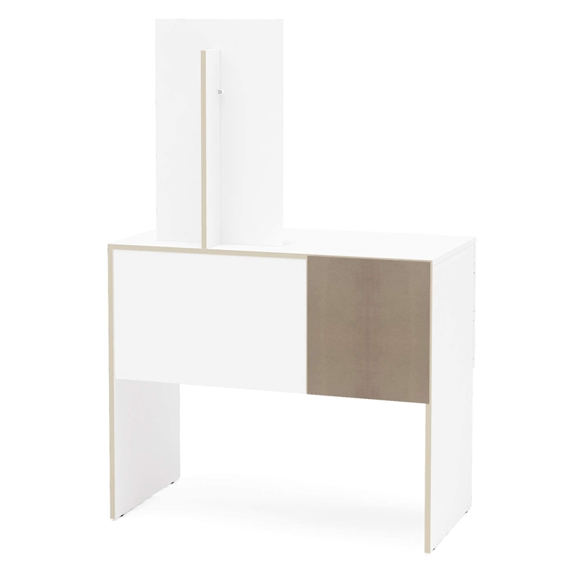 Boahaus Maia 4-Drawer Modern Wood Dressing Table with Mirror in White