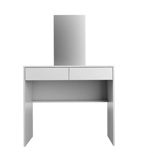Boahaus Margaret 2-Drawer Modern Wood Dressing Table with Mirror in White