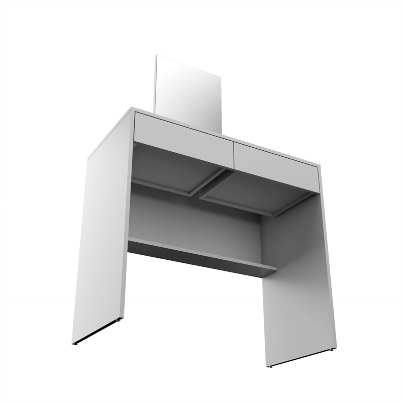 Boahaus Margaret 2-Drawer Modern Wood Dressing Table with Mirror in White