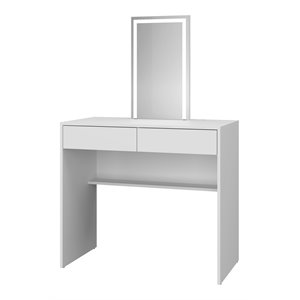 Boahaus Margaret 2-Drawer Modern Wood Lighted Dressing Table in White