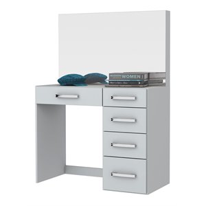 boahaus matilda 5-drawer modern wood dressing table with mirror in white