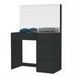 Boahaus Matilda Black Vanity Makeup Desk with 5 Drawers Basic Knobs
