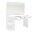 Boahaus Nixi 2-Drawer Modern Wood Lighted Vanity with Mirror in White