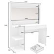 Boahaus Nixi 2-Drawer Modern Wood Lighted Vanity with Mirror in White