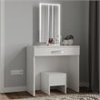 Boahaus Nixie 1-Drawer Modern Wood Vanity Set with LED Lights in White