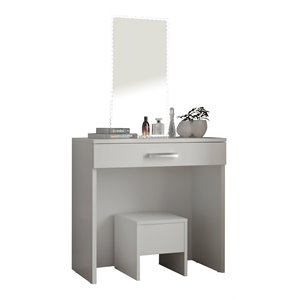 Boahaus Nixie 1-Drawer Modern Wood Vanity Set with LED Lights in White
