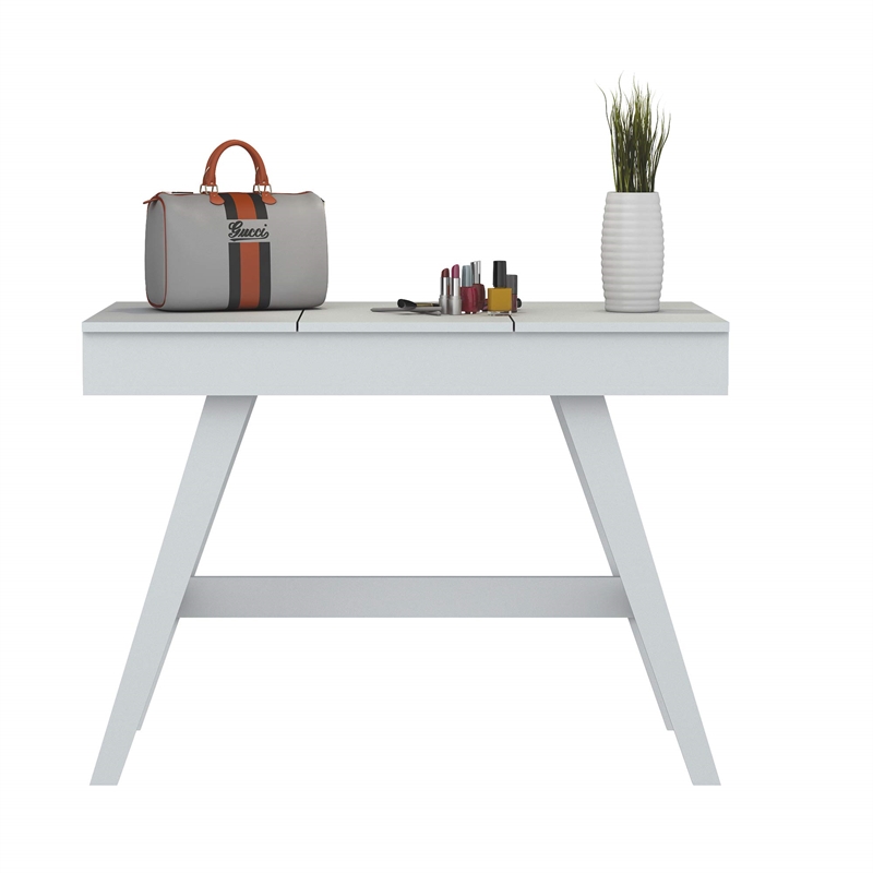 Boahaus Phillippa Multipurpose Modern Wood Makeup Vanity in White