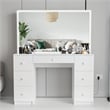 Boahaus Sabrina 7-Drawer Modern Wood Lighted Vanity with Mirror in White