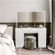 Boahaus Sabrina 7-Drawer Modern Wood Lighted Vanity with Mirror in White