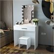Boahaus Sarah 1-Drawer Modern Wood Vanity Set with Light Bulbs in White