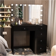 Boahaus Saranya Black Makeup Vanity Desk 5 Drawers and Basic Knobs