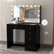 Boahaus Saranya Black Makeup Vanity Desk 5 Drawers and Basic Knobs