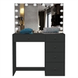 Boahaus Saranya Black Makeup Vanity Desk 5 Drawers and Basic Knobs