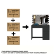 Boahaus Saranya Black Makeup Vanity Desk 5 Drawers and Basic Knobs