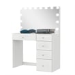 Boahaus Saranya White Makeup Vanity Desk 5 Drawers and Basic Knobs