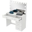 Boahaus Saranya White Makeup Vanity Desk 5 Drawers and Basic Knobs
