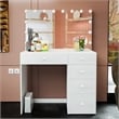 Boahaus Saranya White Makeup Vanity Desk 5 Drawers and Basic Knobs