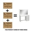 Boahaus Selene 7-Drawer Modern Wood Dressing Table with LED Lights in White