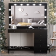 Boahaus Serena 7-Drawer Modern Wood Built-In Lights Black