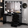 Boahaus Serena 7-Drawer Modern Wood Built-In Lights Black