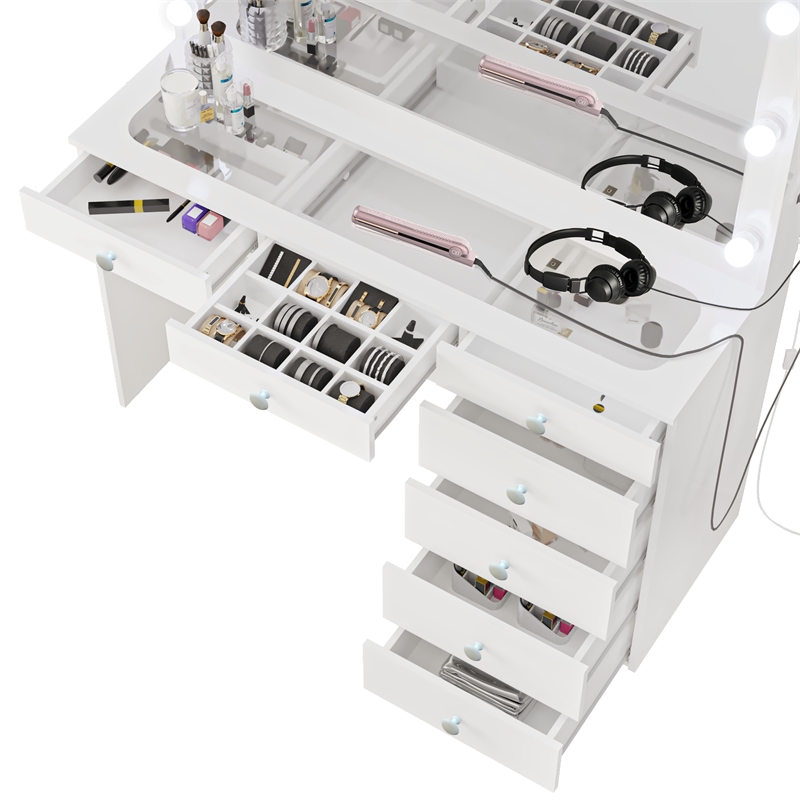 Boahaus Serena White Makeup Vanity (Basic Knobs)