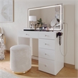 Boahaus Sofia 6-Drawer Modern Wood Makeup Vanity with Mirror in White
