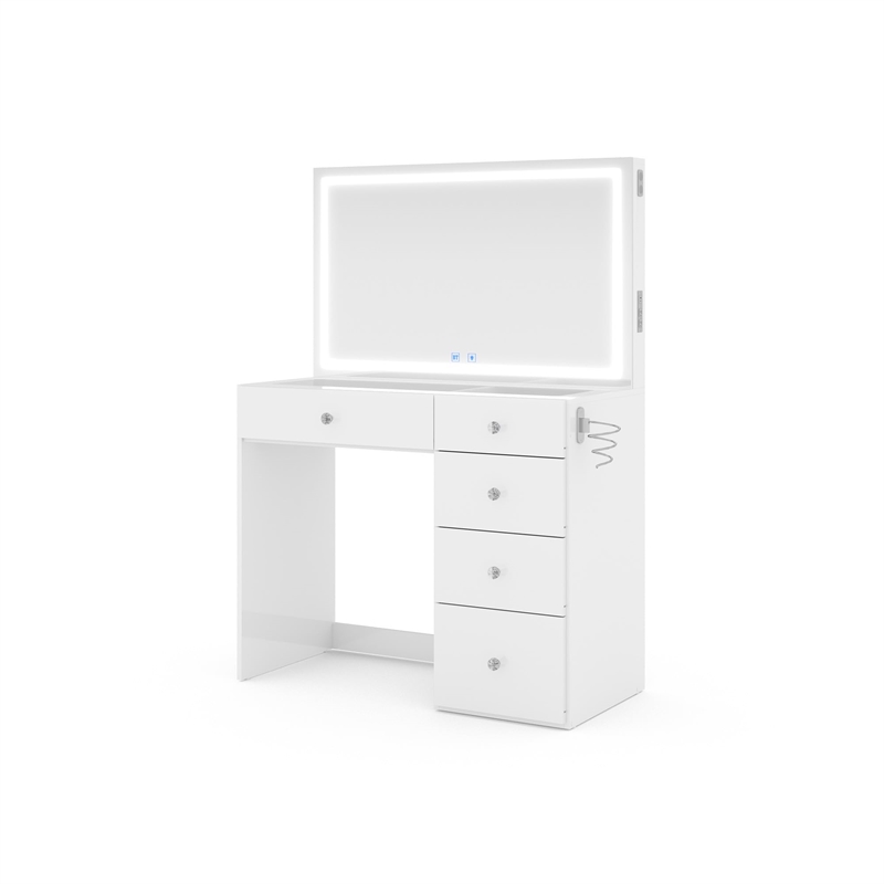 Boahaus Sofia 6-Drawer Modern Wood Makeup Vanity with Mirror in White