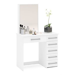 boahaus sofia 6-drawer modern wood makeup vanity with mirror in white