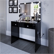 Boahaus Suri 2-Drawer Modern Wood Lighted Vanity Table with Glass Top in Black