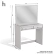 Boahaus Suri 2-Drawer Modern Wood Lighted Vanity Table with Glass Top in White