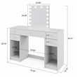 Boahaus Thalia 5-Drawer Modern Wood Vanity with Light Bulbs and Mirror in White