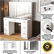 Boahaus Venus 7-Drawer Modern Wood Makeup Vanity with Mirror Top in White